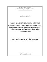 Đánh giá thực trạng và đề xuất giải pháp phát triển rừng trồng Keo tai tượng (Acacia mangium) tại công ty Lâm nghiệp Ngòi Lao- Văn Chấn, tỉnh Yên Bái