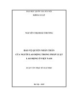 Bảo vệ quyền nhân thân của người lao động trong pháp luật lao động ở việt nam 