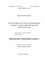 Nâng cao hiệu quả sử dụng vốn kinh doanh tại Công ty TNHH một thành viên Hanel