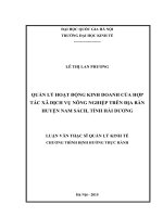 Quản lý hoạt động kinh doanh của hợp tác xã dịch vụ nông nghiệp trên địa bàn huyện nam sách, tỉnh hải dương