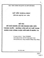 Về chủ nghĩa xã hội mang đặc sắc trung quốc – những vấn đề có thể tham khảo cho công cuộc đổi mới ở nước ta