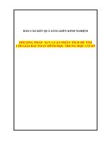 PHƯƠNG PHÁP PHÂN TÍCH ĐỂ TÌM LỜI GIẢI BÀI TOÁN HÌNH HỌC TRUNG HỌC CƠ SỞ