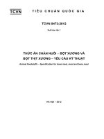 tiêu chuẩn về thức ăn chăn nuôi bột xương và bột thịt xương yeu cầu kỹ thuật