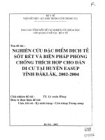 Nghiên cứu đặc điểm dịch tễ sốt rét và biện pháp phòng chống thích hợp cho dân di cư tại huyện easup tỉnh đăklăk 2002 2004