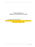 RÈN LUYỆN KỸ NĂNG VIẾT VĂN NGHỊ LUẬN CHO HỌC SINH LỚP 9