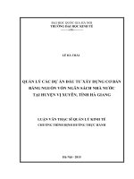 Quản lý đầu tư xây dựng cơ bản bằng nguồn vốn ngân sách nhà nước tại huyện vị xuyên, tỉnh hà giang