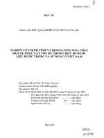 Nghiên cứu định tính và định lượng hóa chất bảo vệ thực vật tồn du trong một số dược liệu được trồng và sử dụng ở việt nam