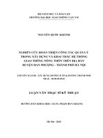 Nghiên cứu hoàn thiện công tác quản lý trong xây dựng và khai thác hệ thống giao thông nông thôn trên địa bàn huyện Đan Phượng