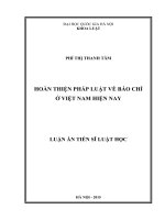 Hoàn thiện pháp luật về báo chí ở việt nam hiện nay 