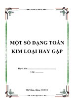 Một số dạng toán kim loại hay gặp