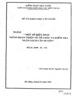 Một số biện pháp nhằm hoàn thiện tổ chức và kiểm tra ngân sách cấp huyện