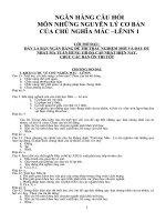 Ngân hàng câu hỏi môn những nguyên lý cơ bản của chủ nghĩa mac lenin 1 