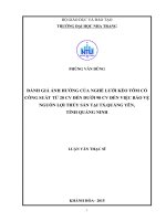 Đánh giá ảnh hưởng của nghề lưới kéo tôm có công suất từ 20CV đến dưới 90CV đến việc bảo vệ nguồn lợi thủy sản tại thị xã quảng yên, tỉnh quảng ninh