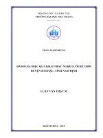 Đánh giá hiệu quả khai thác nghề lưới rê trôi huyện hải hậu, tỉnh nam định
