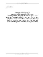 NÂNG CAO CHẤT LƯỢNG GIỜ HỌC VĂN Ở LỚP 10 TRƯỜNG PHỔ THÔNG DÂN TỘC NỘI TRÚ NƯỚC OA HUYỆN BẮC TRÀ MY TỈNH QUẢNG NAM