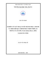 Nghiên cứu kỹ thuật nuôi thành thục, cho đẻ và theo dõi quá trình phát triển phôi, ấu trùng của ốc đĩa (nerita balteata reeve, 1855) tại quảng ninh