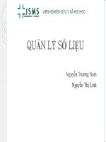 QUẢN lý số LIỆU -VIỆN NGHIÊN CỨU Y XÃ HỘI HỌC