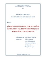 Xây dựng phương pháp tính giá thành sản phẩm cá tra thương phẩm tại các hộ gia đình tỉnh Vĩnh Long