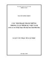 Các tội phạm tham nhũng trong luật hình sự việt nam (trên cơ sở số liệu thực tiễn địa bàn tỉnh đắk lắk)