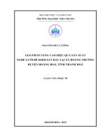Giải pháp nâng cao hiệu quả sản xuất nghề lưới rê khơi sát đáy tại xã hoằng trường, huyện hoằng hóa, tỉnh thanh hóa