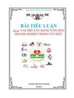 Tiểu luận môn hành vi tổ chức Vai trò xây dựng văn hóa doanh nghiệp trong tổ chức