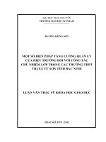 Một số biện pháp tăng cường quản lý của hiệu trưởng đối với công tác  chủ nhiệm lớp trong các trường THPT thị xã từ sơn tỉnh bắc ninh
