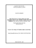 Biện pháp quản lý hoạt động dạy học 2 buổi ngày ở các trường trung học phổ thông huyện thuận thành, tỉnh bắc ninh