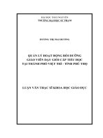 Quản lý hoạt động bồi dưỡng giáo viên dạy giỏi cấp tiểu học tại thành phố việt trì   tỉnh phú thọ