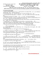 ĐỀ THI TRẮC NGHIỆM VI SINH LẦN 1