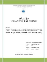 Tiểu luận quản trị tài chính phân tích báo cáo tài chính công ty cổ phần dược phẩm imexpharm mã chứng khoán IMP