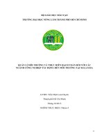 Quản lý môi trường và thực hiện hạch toán đối với các ngành công nghiệp tác động đến môi trường tại Malaysia
