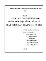 Tiểu luận môn hành vi tổ chức Phân tích các nhân tố ảnh hưởng đến việc hình thành và phát triển văn hóa doanh nghiệp