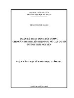 Quản lý hoạt động bồi dưỡng cho cán bộ hội liên hiệp phụ nữ cấp cơ sở ở thái nguyên