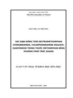 Xác định đồng thời dextromethorphan HBr, chlorpheniramine maleate, guaifenesin trong thuốc methorphan bằng phương pháp trắc quang