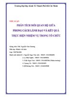 Tiểu luận môn hành vi tổ chức Phân tích mối quan hệ giữa phong cách lãnh đạo và kết quả thực hiện nhiệm vụ trong tổ chức