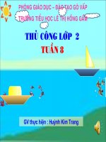 bảng giảng thủ công lớp 2 tuần 8 gấp thuyền phẳng đáy không mui