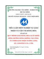 Quy trình giao hàng hóa xuất khẩu bằng đường hàng không tại Công ty TNHH Tiếp Vận Tường Long (TL Logistics)