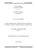 GIẢI PHÁP TĂNG CƯỜNG CÔNG tác QUẢN TRỊ vốn lưu ĐỘNG của CÔNG TY TNHH MTV THUỐC lá THĂNG LONG