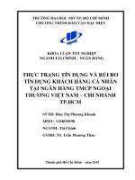Thực trạng tín dụng và rủi ro tín dụng khách hàng cá nhân tại ngân hàng thương mại cổ phần ngoại thương Việt Nam Chi nhánh Thành phố Hồ Chí Minh