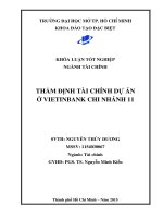 Thẩm định tài chính dự án ở Vietinbank Chi nhánh 11
