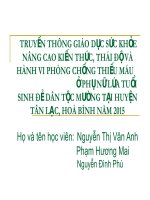 TRUYỀN THÔNG GIÁO DỤC SỨC KHỎE NÂNG CAO KIẾN THỨC, THÁI ĐỘ VÀ HÀNH VI PHÒNG CHỐNG THIẾU MÁU Ở PHỤ NỮ LỨA TUỔI SINH ĐẺ DÂN TỘC MƯỜNG TẠI HUYỆN TÂN LẠC, HOÀ BÌNH NĂM 2015