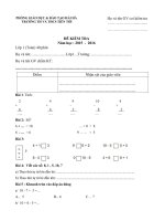 Đề đáp án kiểm tra Toán lớp 1 học kỳ 1