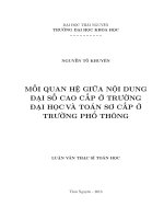 Mối quan hệ giữa nội dung đại số cao cấp ở trường đại học và toán sơ cấp ở trường phổ thông