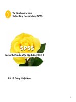 So sánh 2 mẫu độc lập bằng test t - Tài liệu hướng dẫn thống kê y học sử dụng SPSS