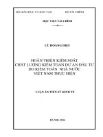 Hoàn thiện kiểm soát chất lượng kiểm toán dự án đầu tư do kiểm toán nhà nước việt nam thực hiện