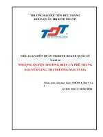 NHƯỢNG QUYỀN THƯƠNG HIỆU cà PHÊ TRUNG NGUYÊN SANG THỊ TRƯỜNG MALAYSIA