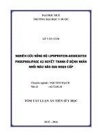 Nghiên cứu nồng độ lipoprotein associated phospholipase a2 huyết thanh ở bệnh nhân nhồi máu não giai đoạn cấp (TT)