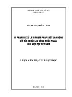 Vi phạm và xử lý vi phạm pháp luật lao động đối với người lao động nước ngoài làm việc tại việt nam 