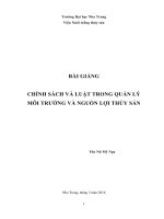 Chính sách và luật trong quản lý môi trường và nguồn lợi thủy sản