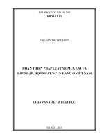 Hoàn thiện pháp luật về mua lại và sáp nhập, hợp nhất ngân hàng ở việt nam 